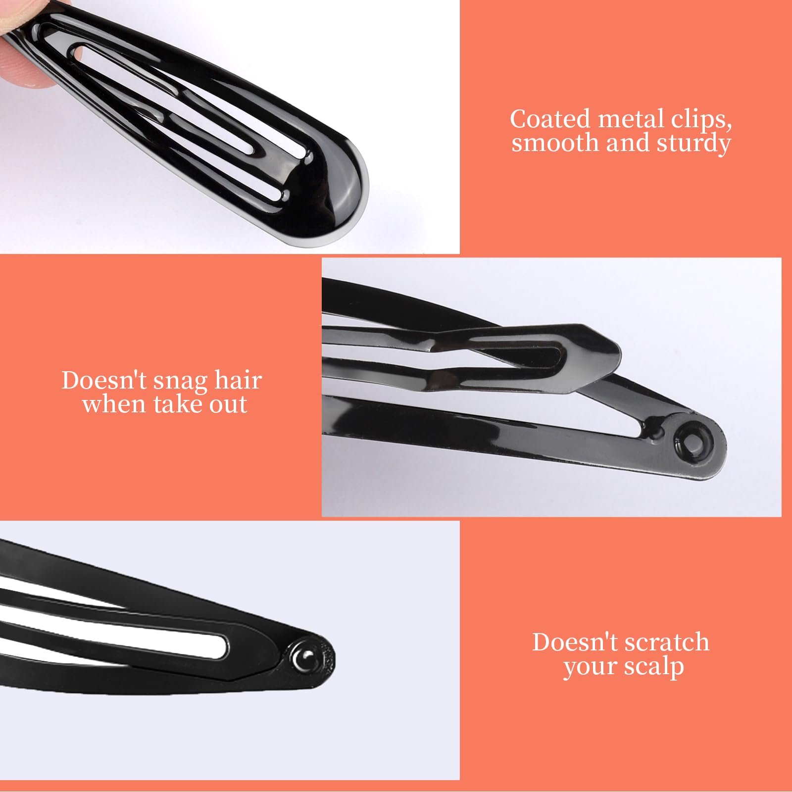 Teenitor clips de 2 pulgadas en negro para peinados diarios.