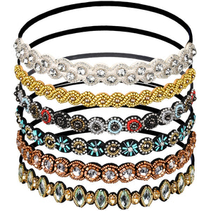 Diadema elástica Teenitor con cuentas y cristales variados para un look glamuroso