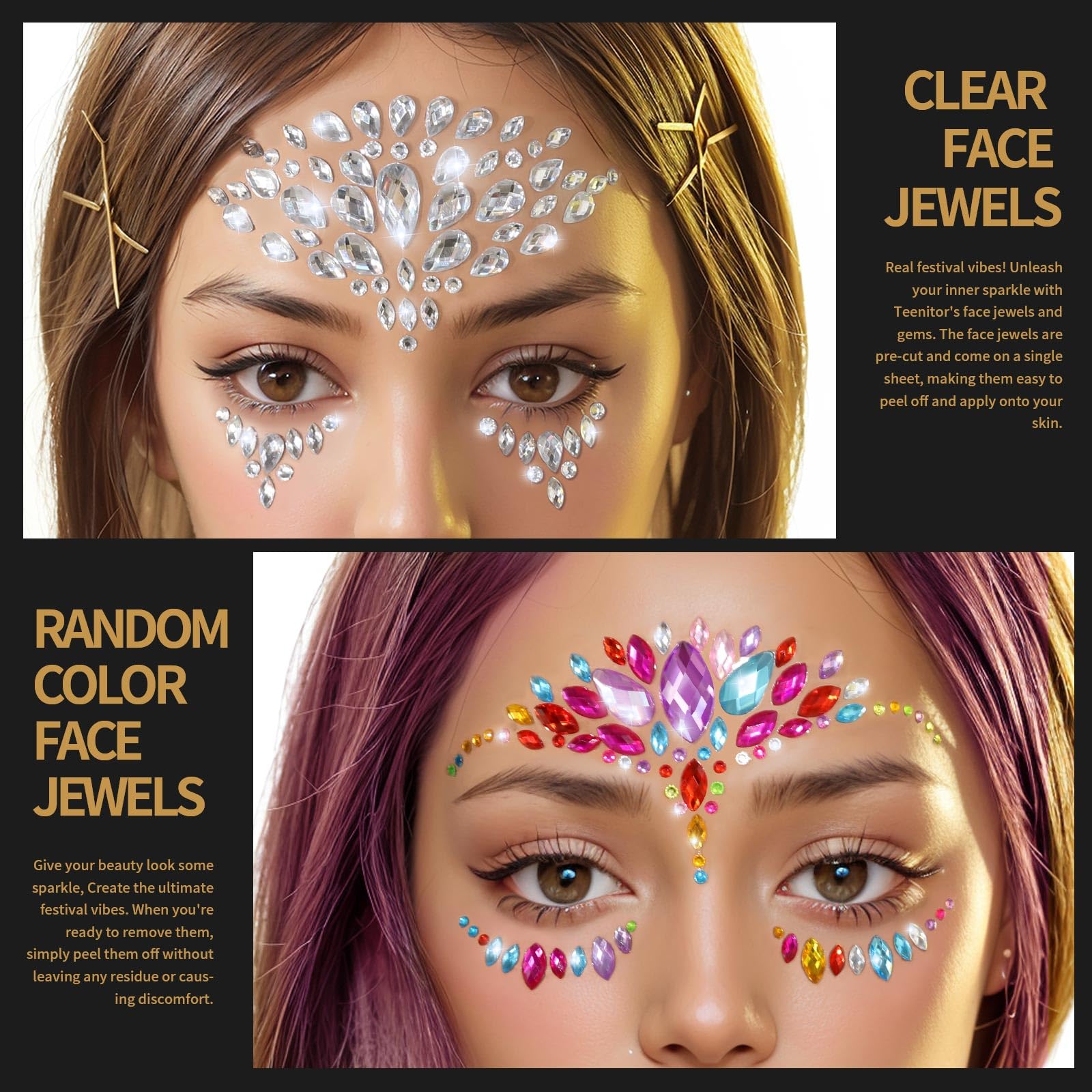 Teenitor gemas faciales para rostro diseño fácil de aplicar