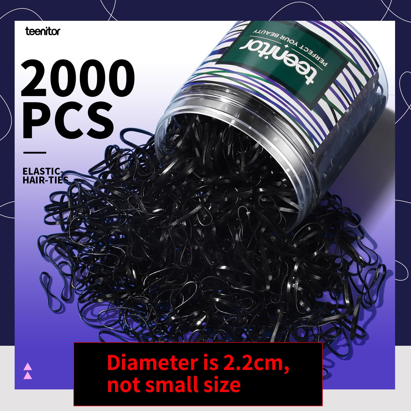 Teenitor gomas elasticas para pelo, ideales para peinados y trenzas duraderas.