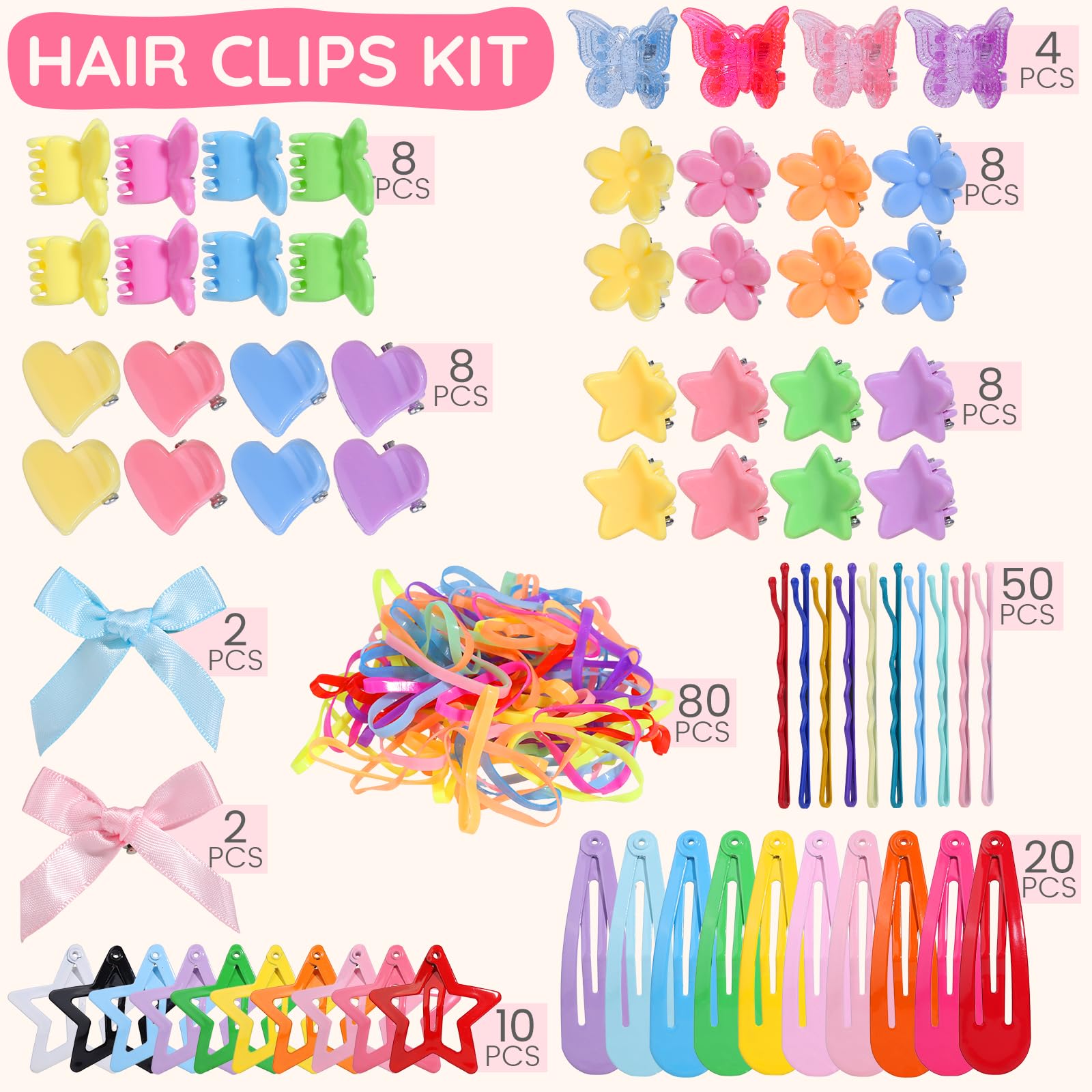 Mini clips corazón Teenitor para peinados rápidos y divertidos