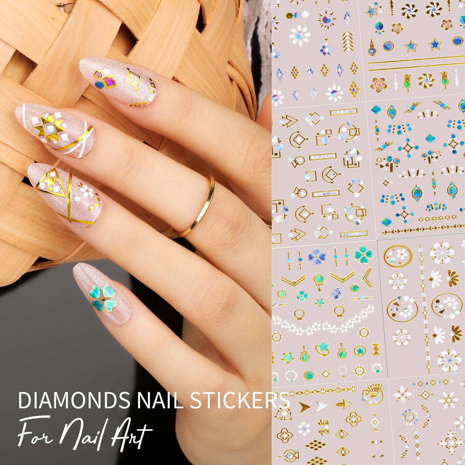 Teenitor pegatinas de uñas diamante-geometrico para estilos modernos.