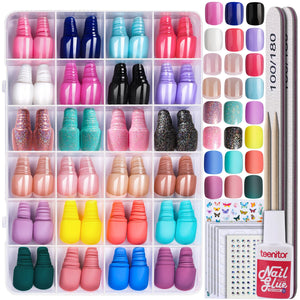 Teenitor uñas presión cortas cuadradas: kit completo para manicura rápida y versátil.