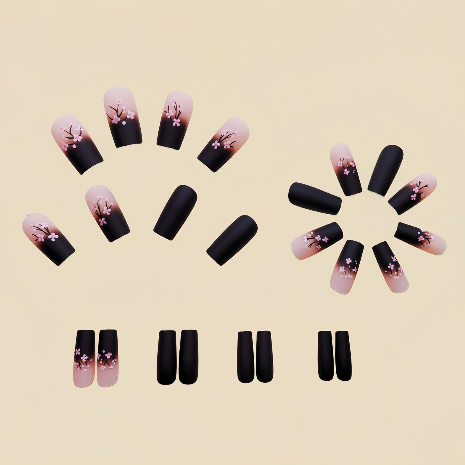 Teilihai uñas pegables con diseño floral rosa para un toque elegante