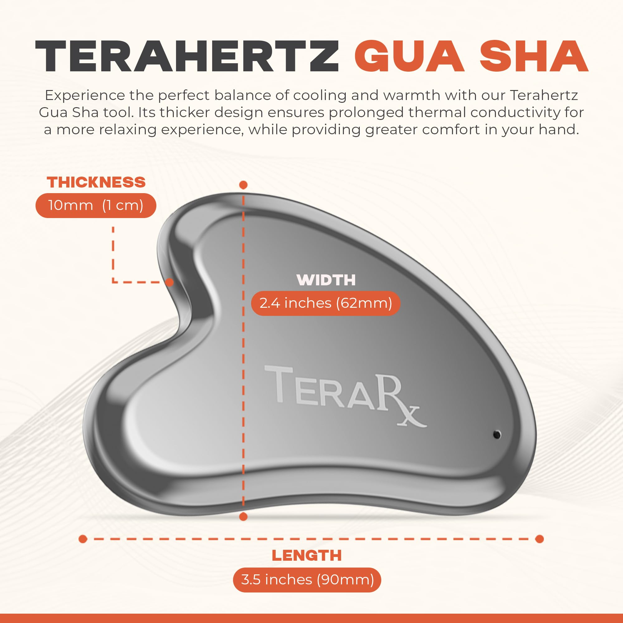 TeraRX Terahertz gua sha sin poros facilita limpieza y higiene.
