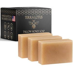 Terra Lotus tallow soap 3-pack unscented for gentle face and body cleansing