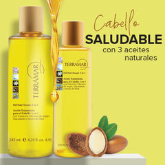 Terramar Aplicación de gotas de aceite para peinar y suavizar el cabello.