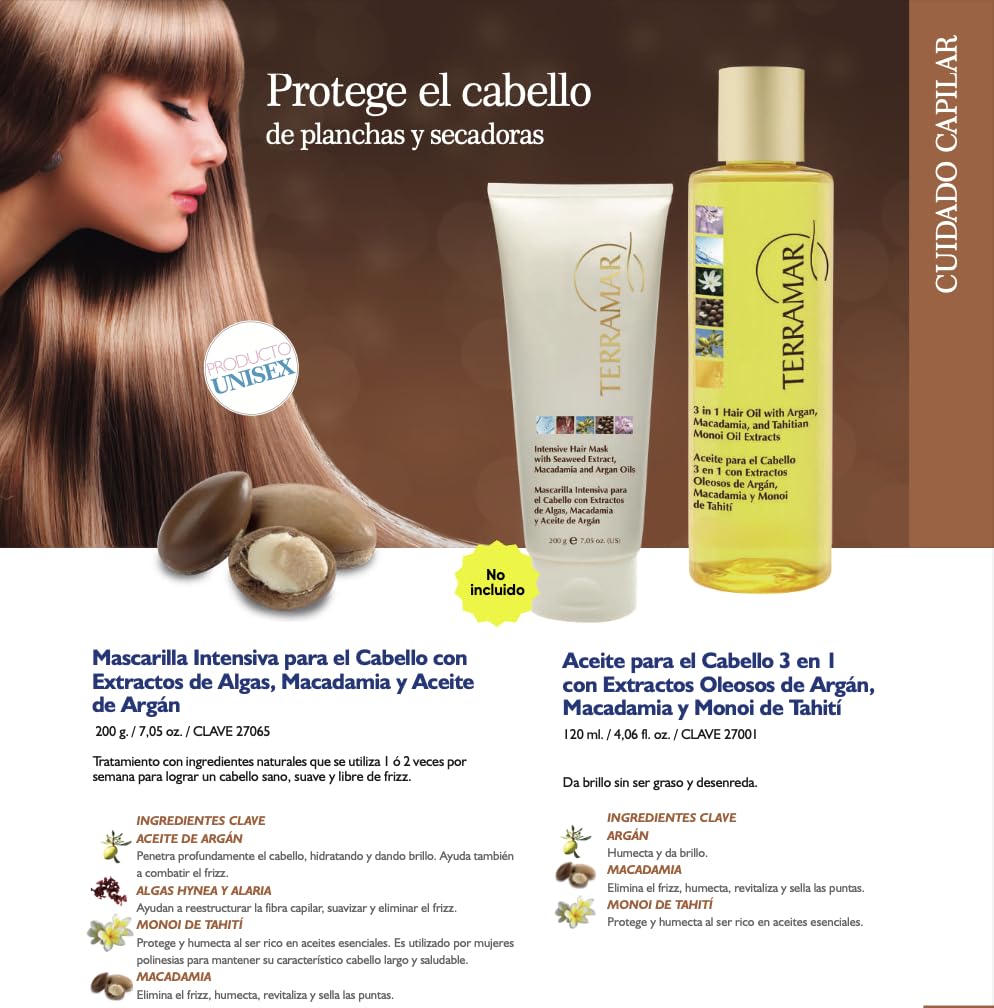 Terramar cabello sin frizz y suave al tacto.