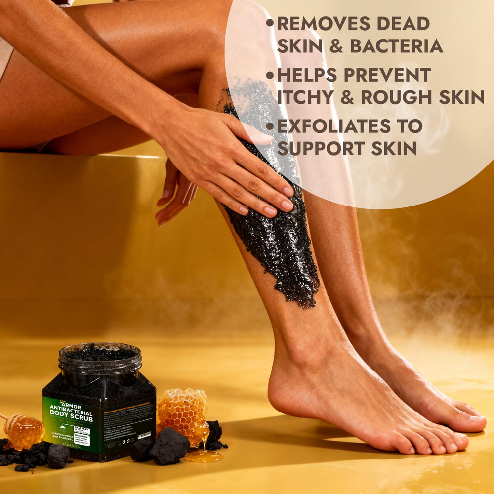 Piel fresca y renovada tras usar Terramed Just Think Comfort exfoliante corporal.