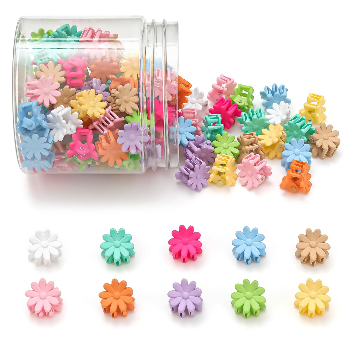Tetizo mini clips flor coloridas, accesorio versátil para looks diarios duraderos.