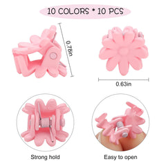 Tetizo mini clips flor detalle mate, acabado suave y resistente.