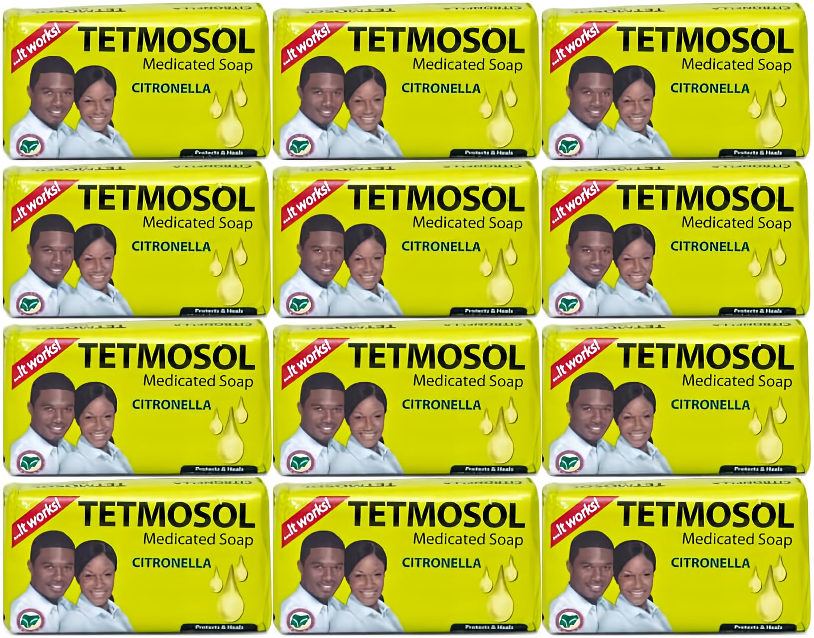Tetmosol Jabón 85 g, paquete de 12, limpieza suave para la piel