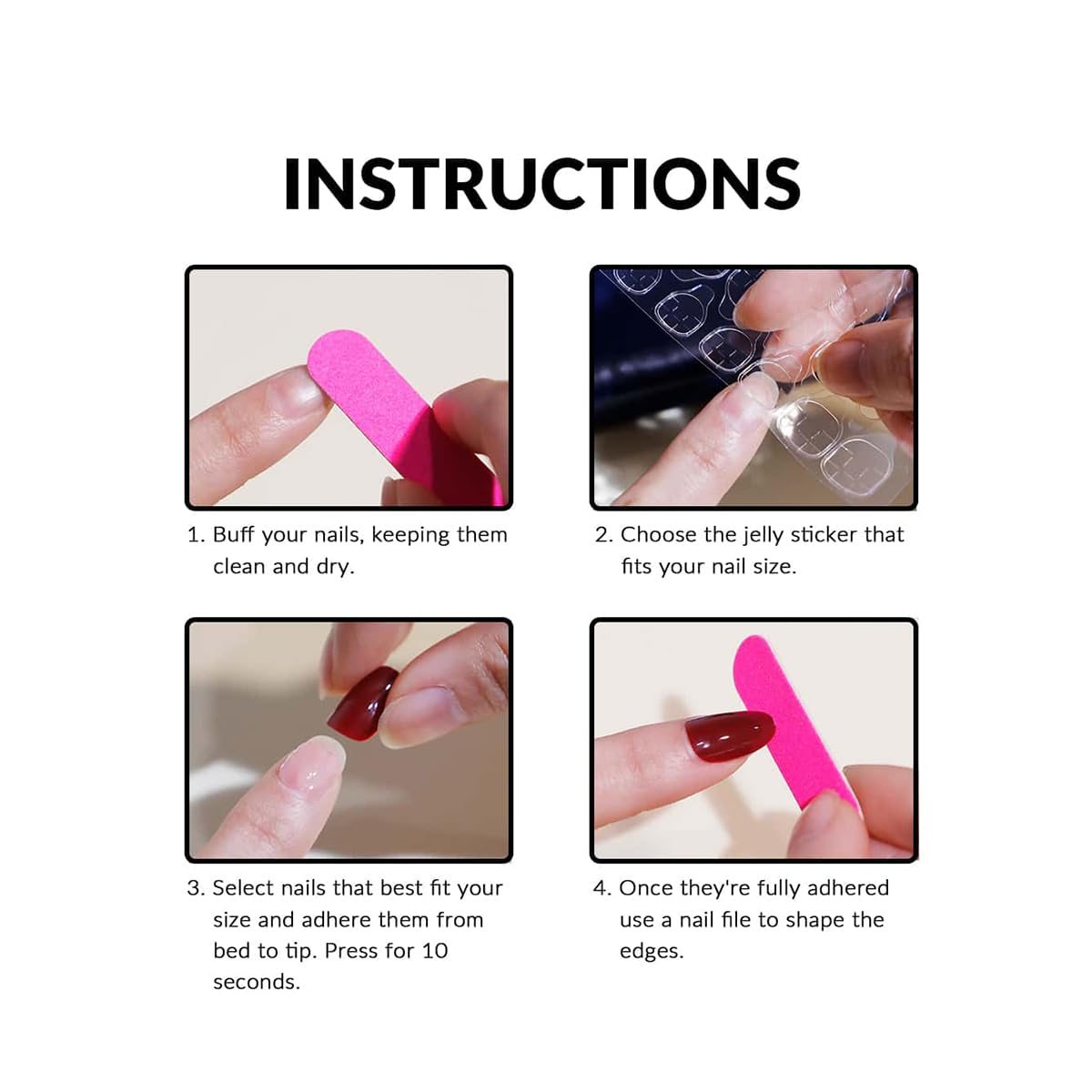 Embalaje de Tezocr 24 piezas de uñas falsas para manicura DIY