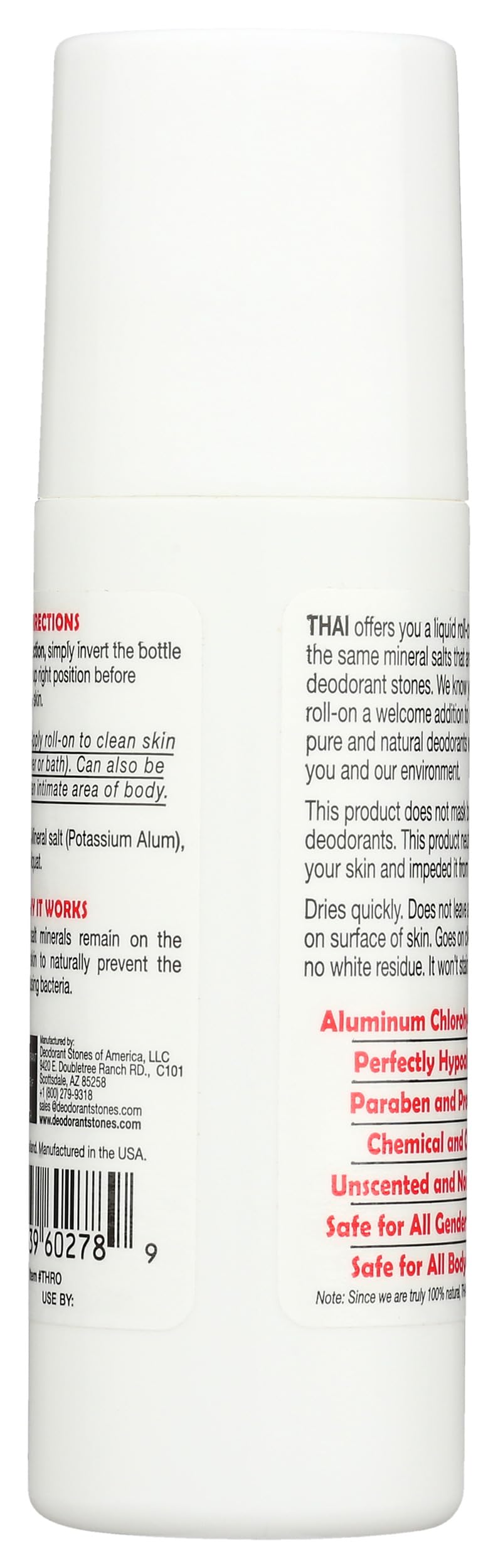 Thai Deodorant Stone Crystal Mist Roll-On, frasco de 3 oz para uso diario que mantiene la frescura.
