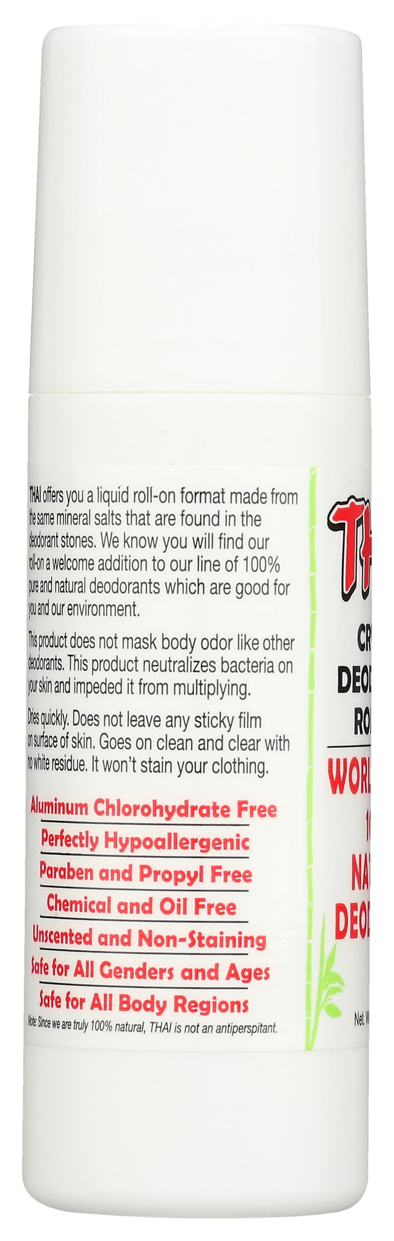 Thai Deodorant Stone Crystal Mist Roll-On, textura suave que favorece aplicación uniforme.