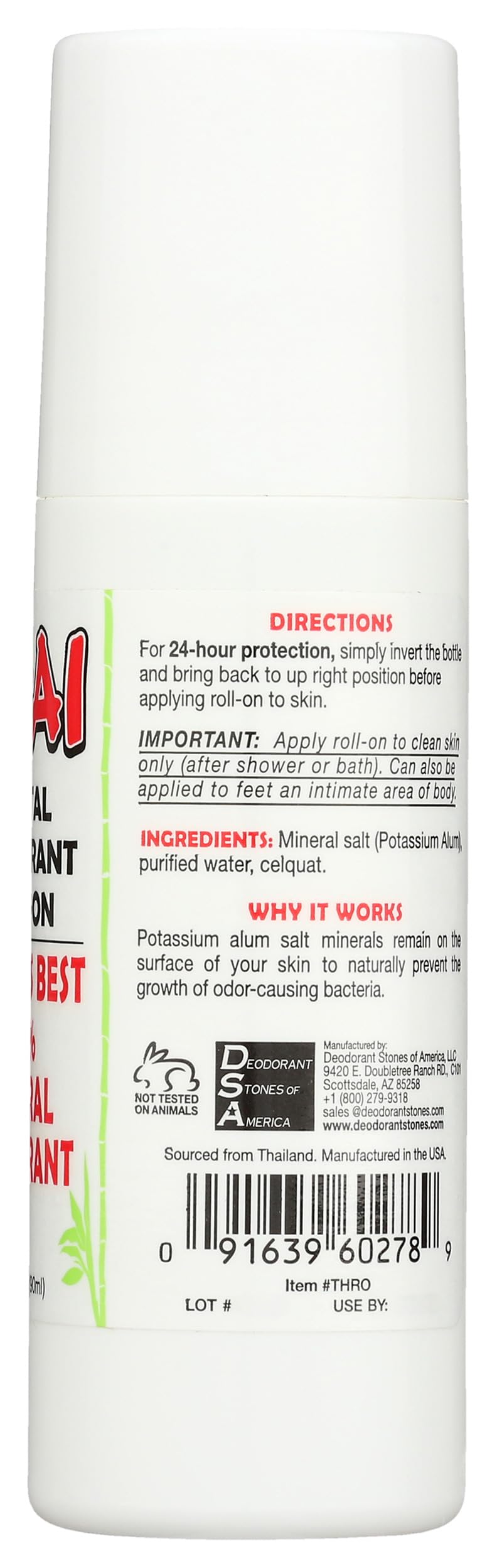 Thai Deodorant Stone Crystal Mist Roll-On, uso diario recomendado para mantener la frescura.