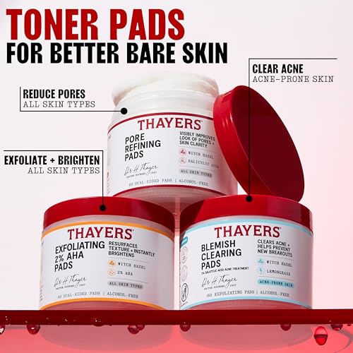 Thayers Exfoliating 2% AHA Pad, cuidado suave, apto para piel sensible.