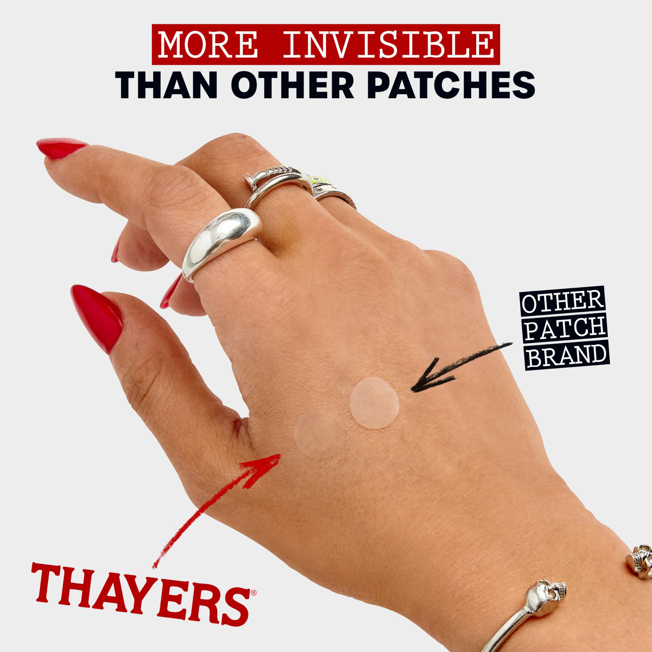 Parche THAYERS adaptado a tonos de piel diferentes para invisibilidad uniforme.