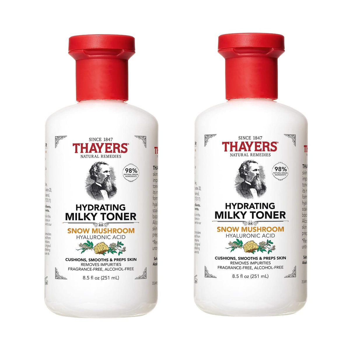 THAYERS Toner lechoso con hongo nieve, hidrata suavemente y prepara la piel.