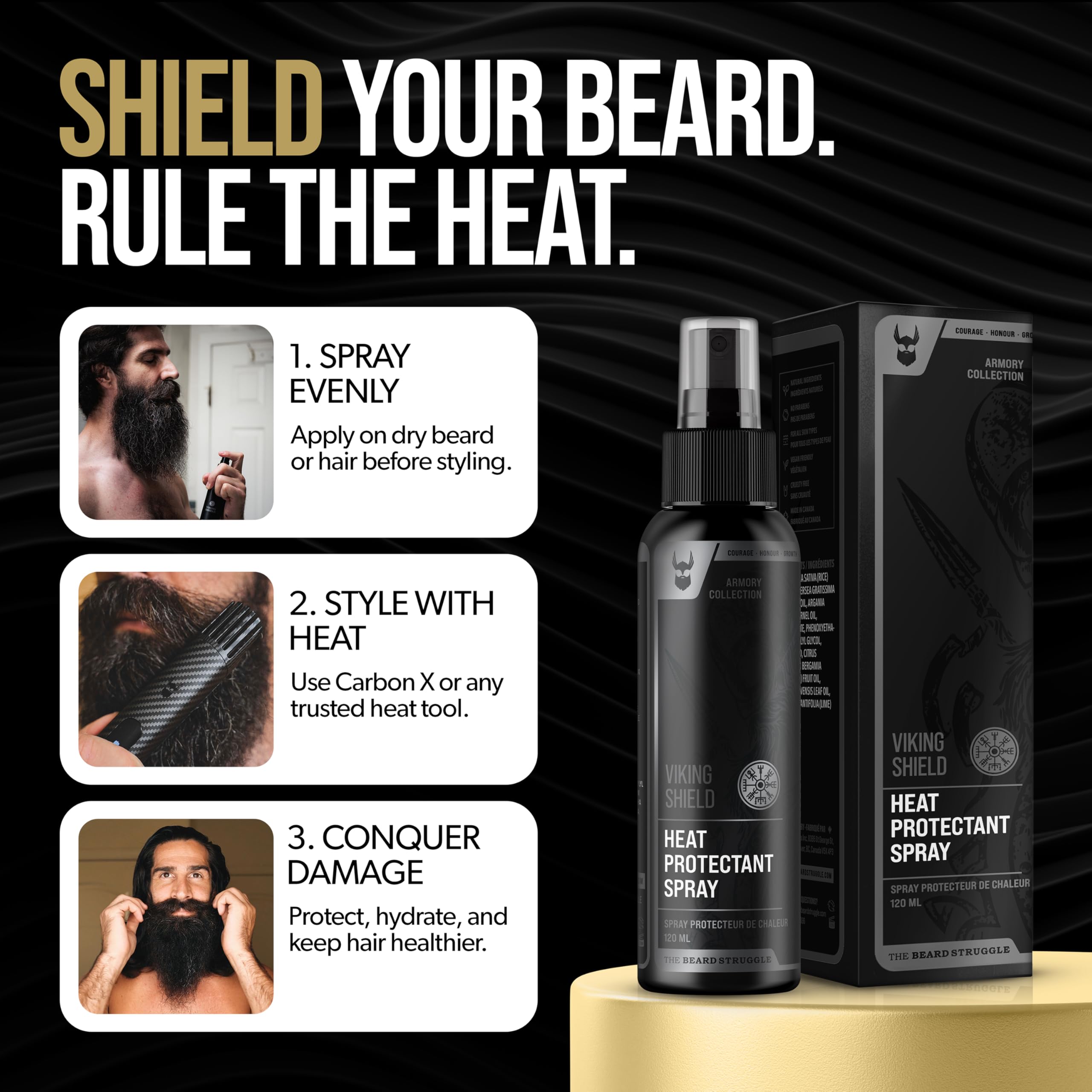 Aplicación rápida: rocía sobre cabello o barba secos