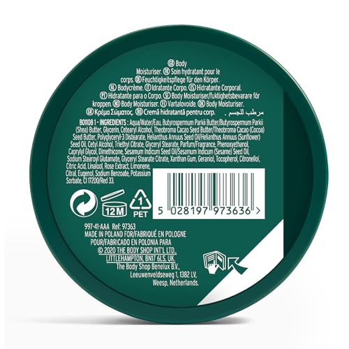 The Body Shop British Rose Body Butter brinda hidratación de 96 horas.