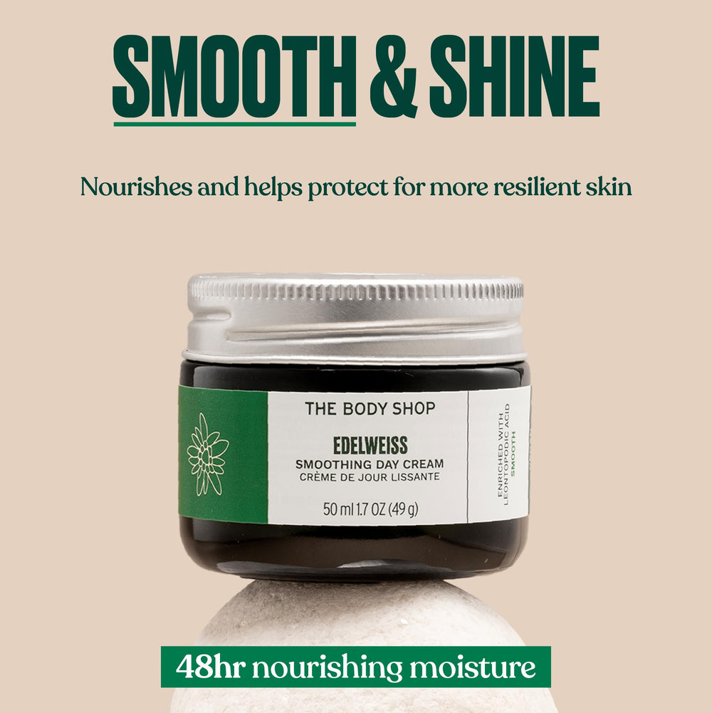The Body Shop Edelweiss Crema de Día, hidratación de 48 horas.