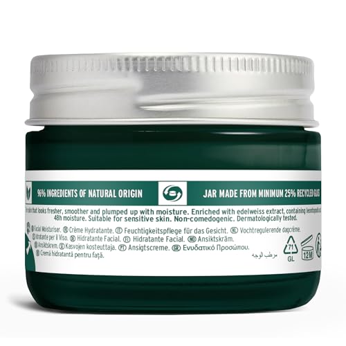 The Body Shop Edelweiss Crema de Día, textura aire batido, sensación ligera.