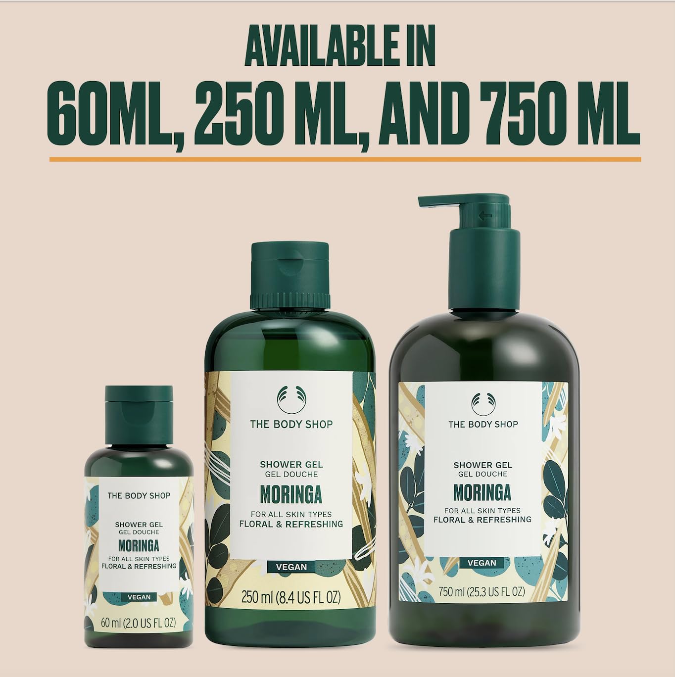 The Body Shop fragancia floral de moringa, ducha refrescante y agradable.