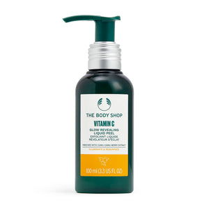 The Body Shop Vitamin C Glow-Revealing Liquid Peel, textura gel-peel suave para piel radiante.