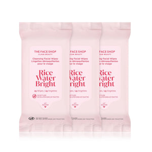 THE FACE SHOP GLAMZILLA Rice Water Bright, empaque triple pack para uso diario y viaje.