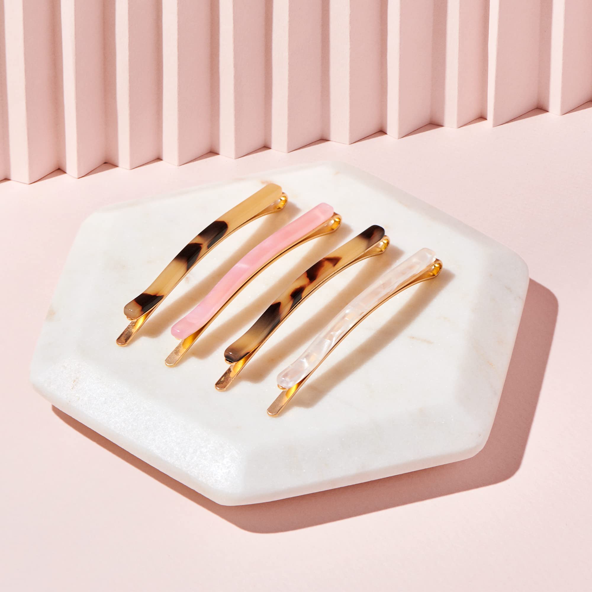 The Hair Edit Marble Pins acetato tortuga, pack de 4 para mezclar estilos.
