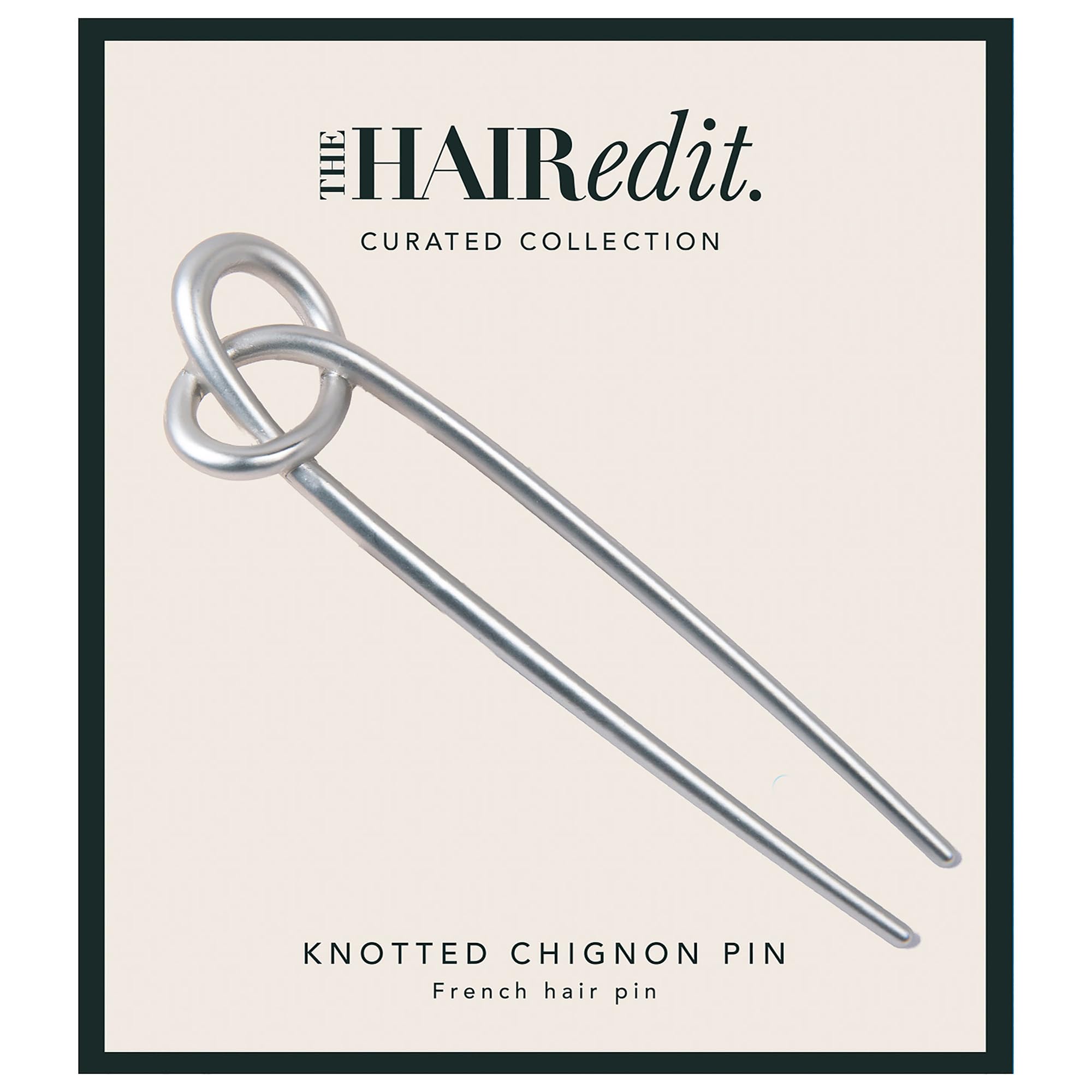 The Hair Edit Pin de chignon anudado: acabado mate plateado para peinados elegantes.