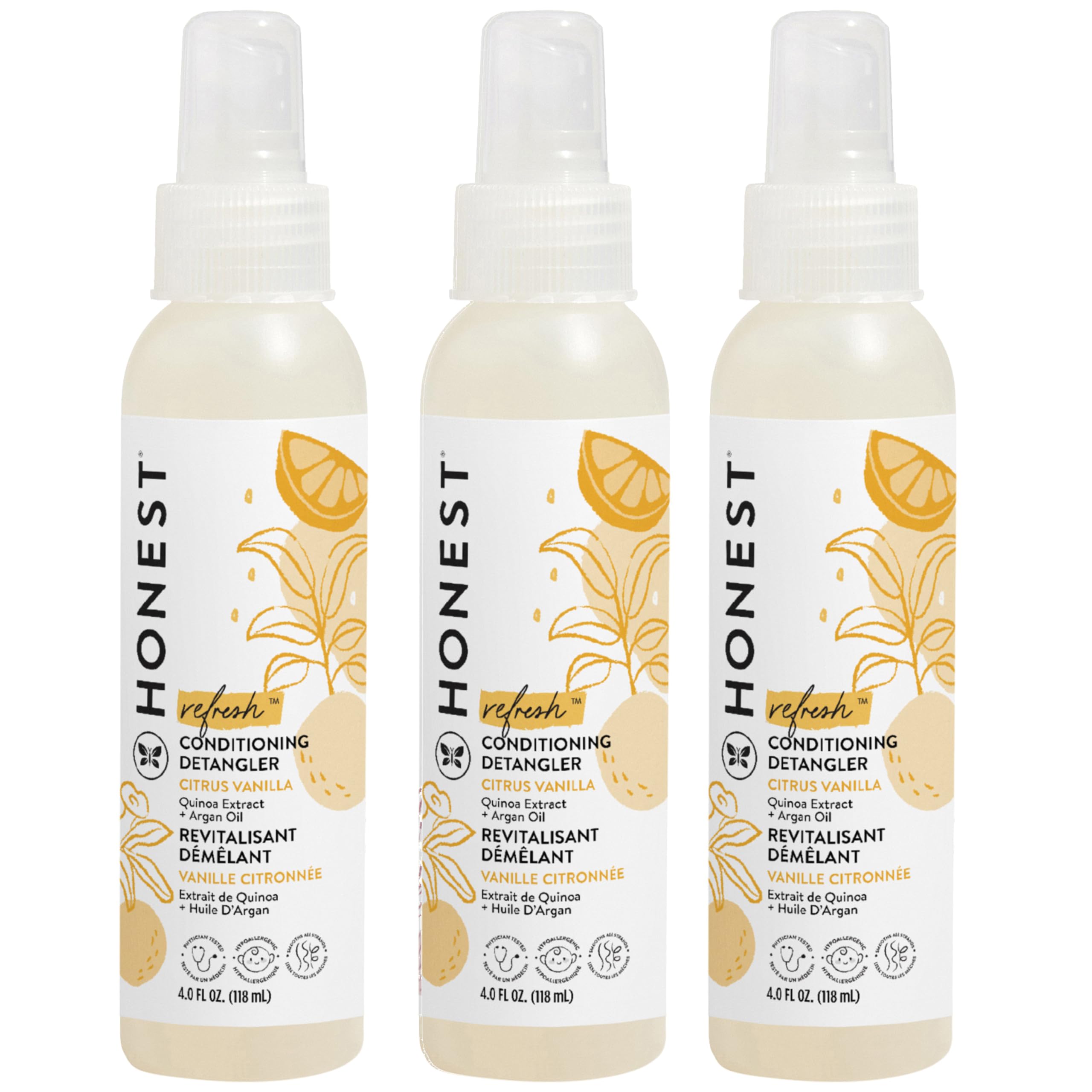 The Honest Company Desenredante para cabello Citrus Vanilla, atomizador práctico para peinado diario.