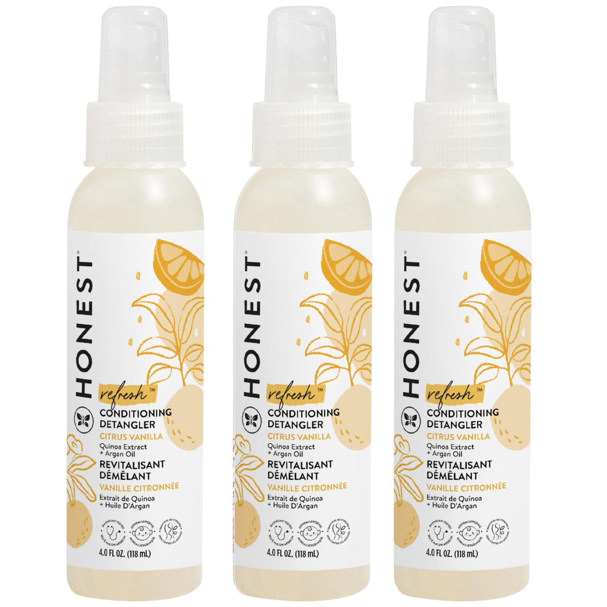 The Honest Company Desenredante para cabello Citrus Vanilla, atomizador práctico para peinado diario.
