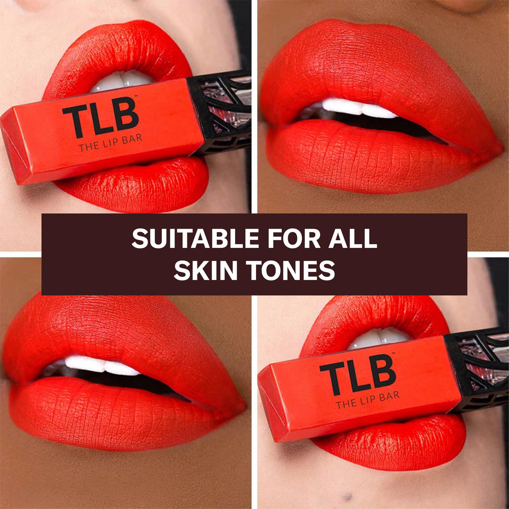 The Lip Bar Boy Trouble, muestra de color para ver tono intenso.