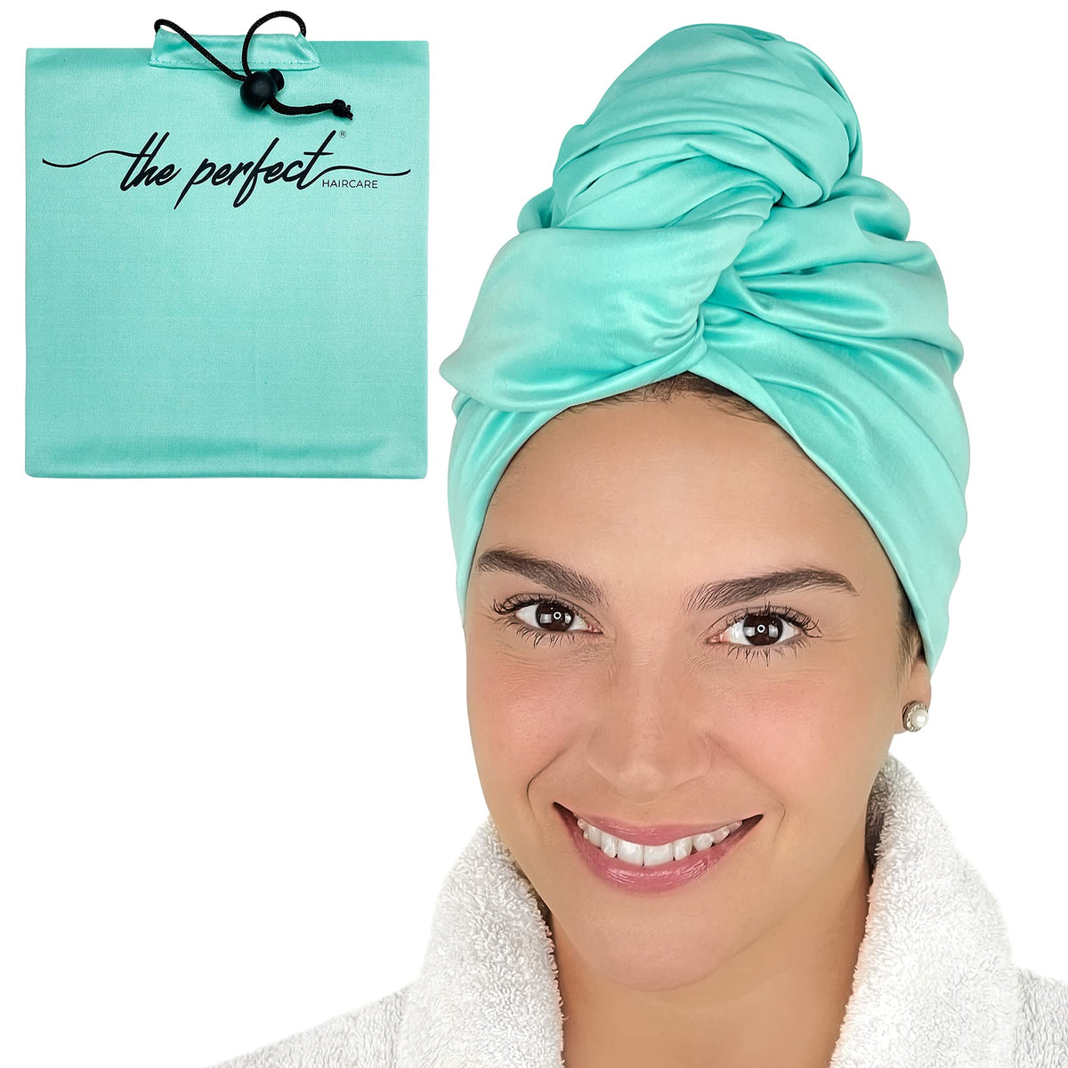 THE PERFECT HAIRCARE: toalla microfibra para cabello grande con clip patentado que facilita el secado rápido.