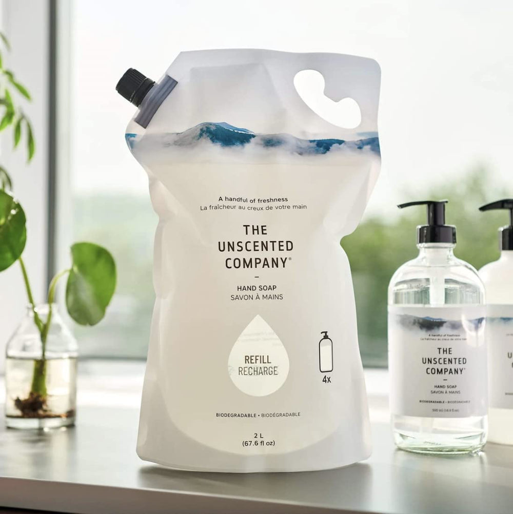 The Unscented Company recarga limpia sin fragancia para uso diario.