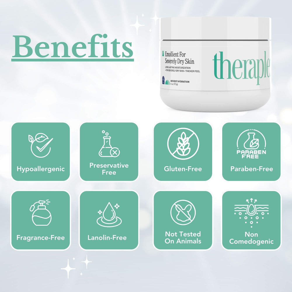 Theraplex Emollient aplicación suave en piel sensible para uso diario.