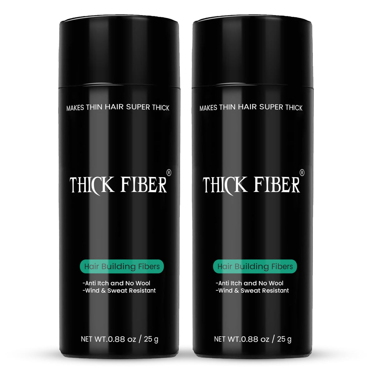 THICK FIBER botella-25g para cobertura rápida y natural del cabello.
