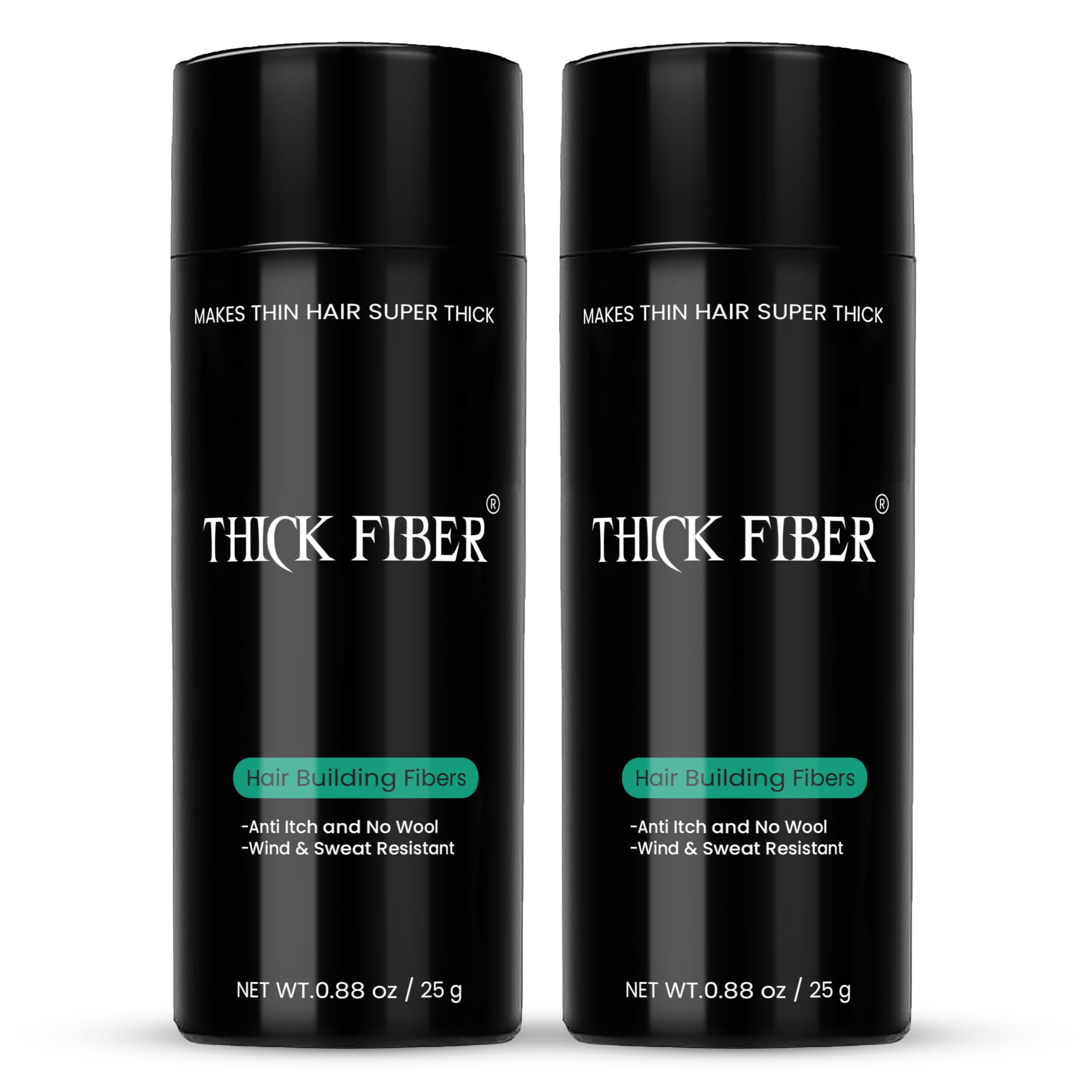 THICK FIBER botella-25g para cobertura rápida y natural del cabello.