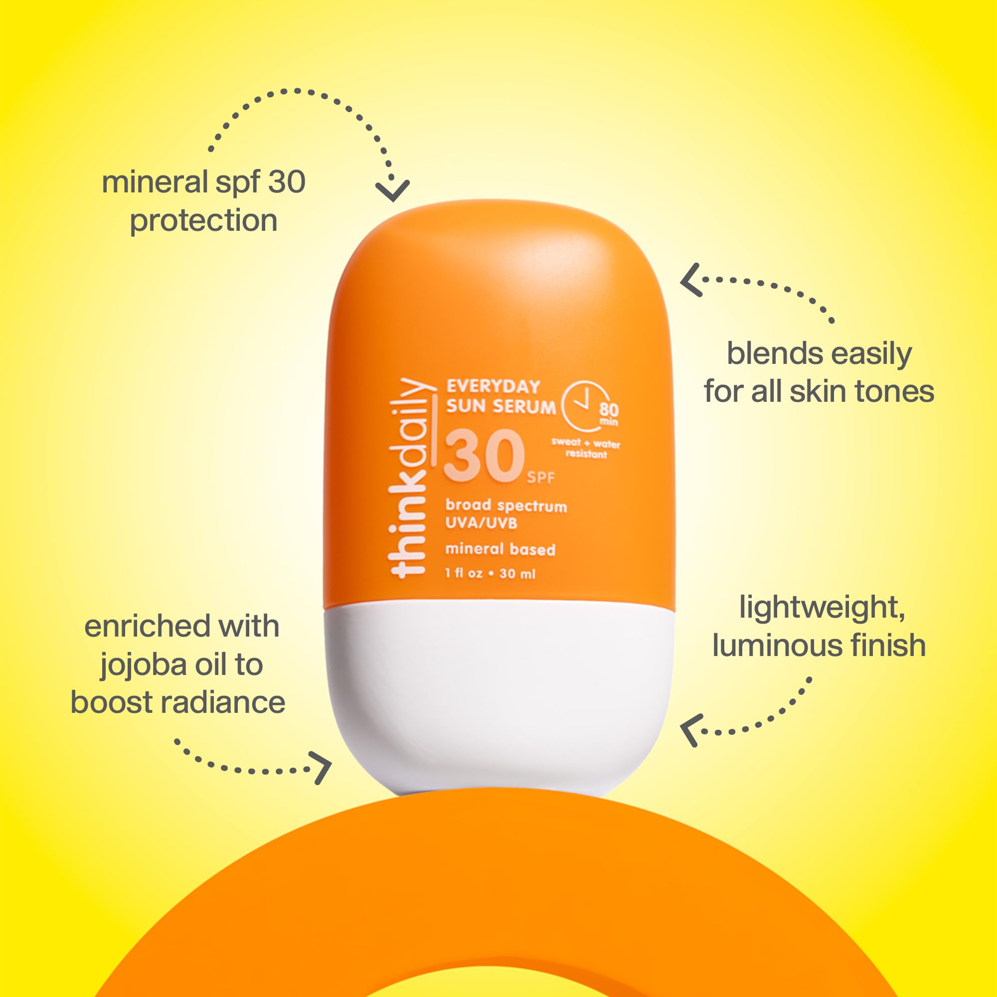 Thinkdaily SPF30 textura cremosa sobre la piel para uso diario
