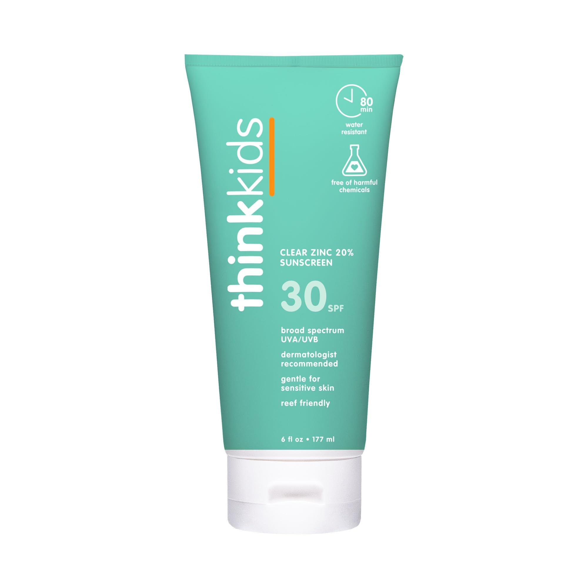 Thinkkids crema solar mineral para niños, protección SPF 30 en piel sensible.