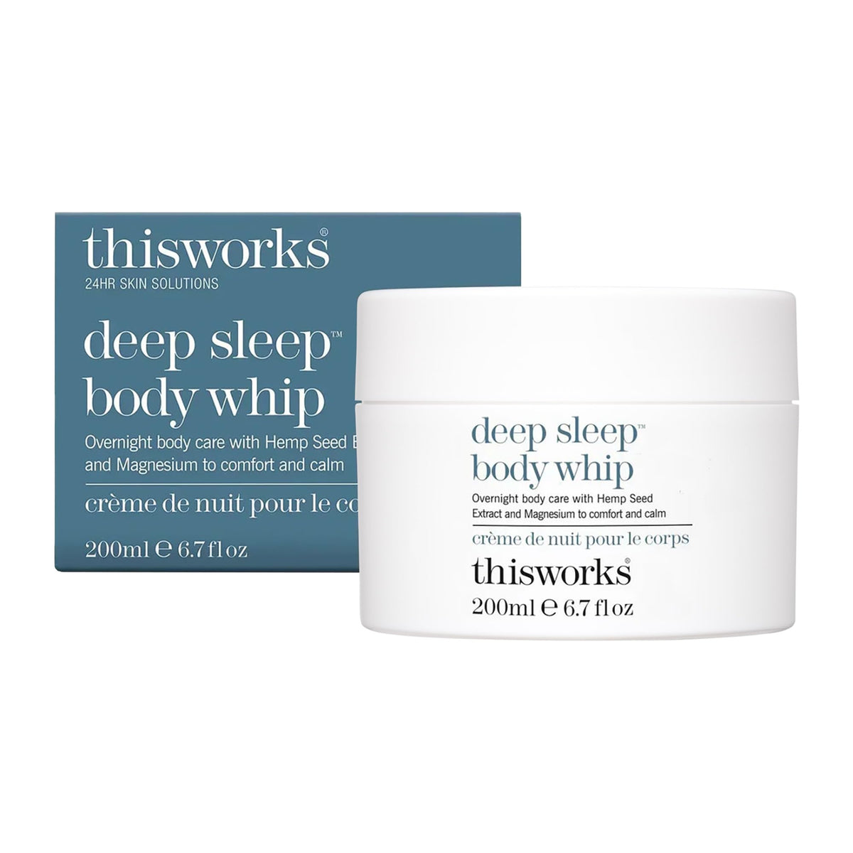 THISWORKS Deep Sleep Body Whip muestra una textura ultra cremosa para hidratación nocturna