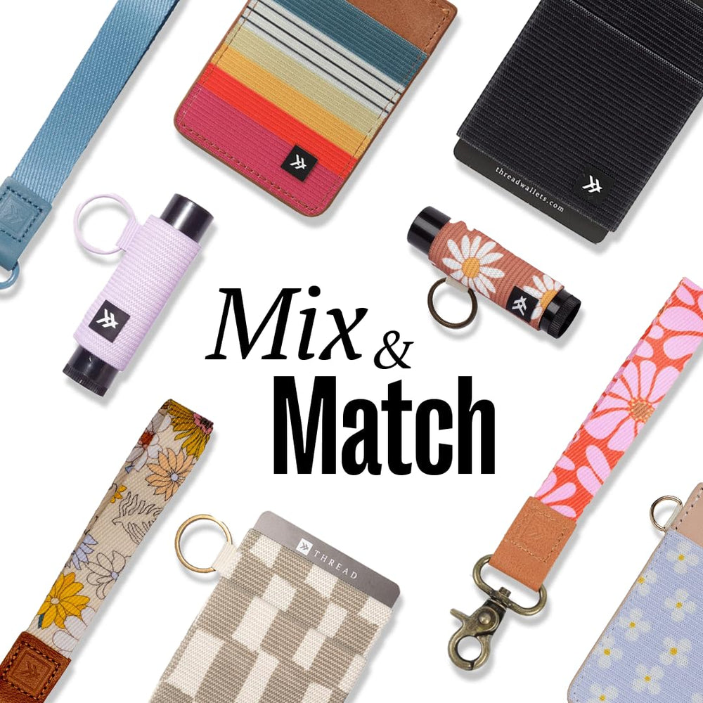Thread Wallets diseño compacto Off White, ideal para viajes y uso diario.