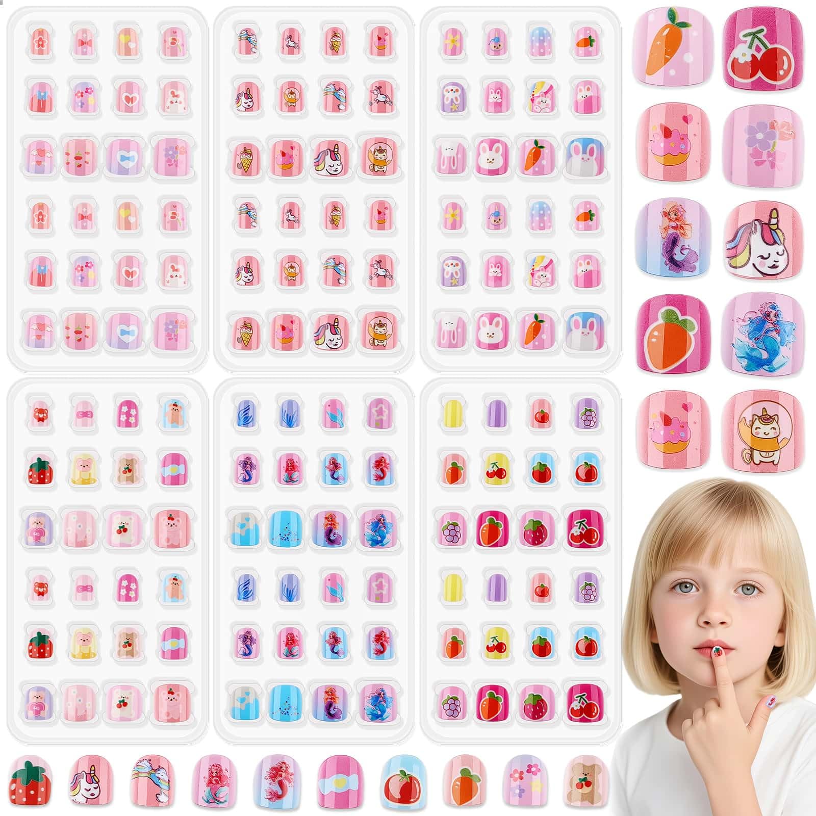 Uñas infantiles Thrilez mini paquete completo para decoración segura y fácil de aplicar.