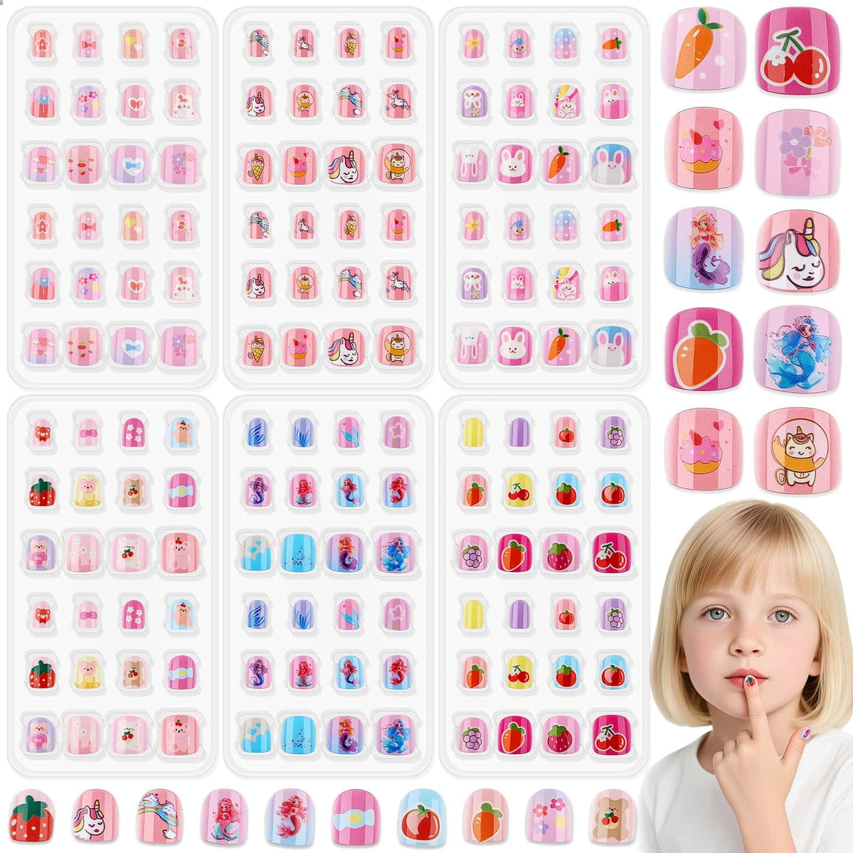 Uñas infantiles Thrilez mini paquete completo para decoración segura y fácil de aplicar.