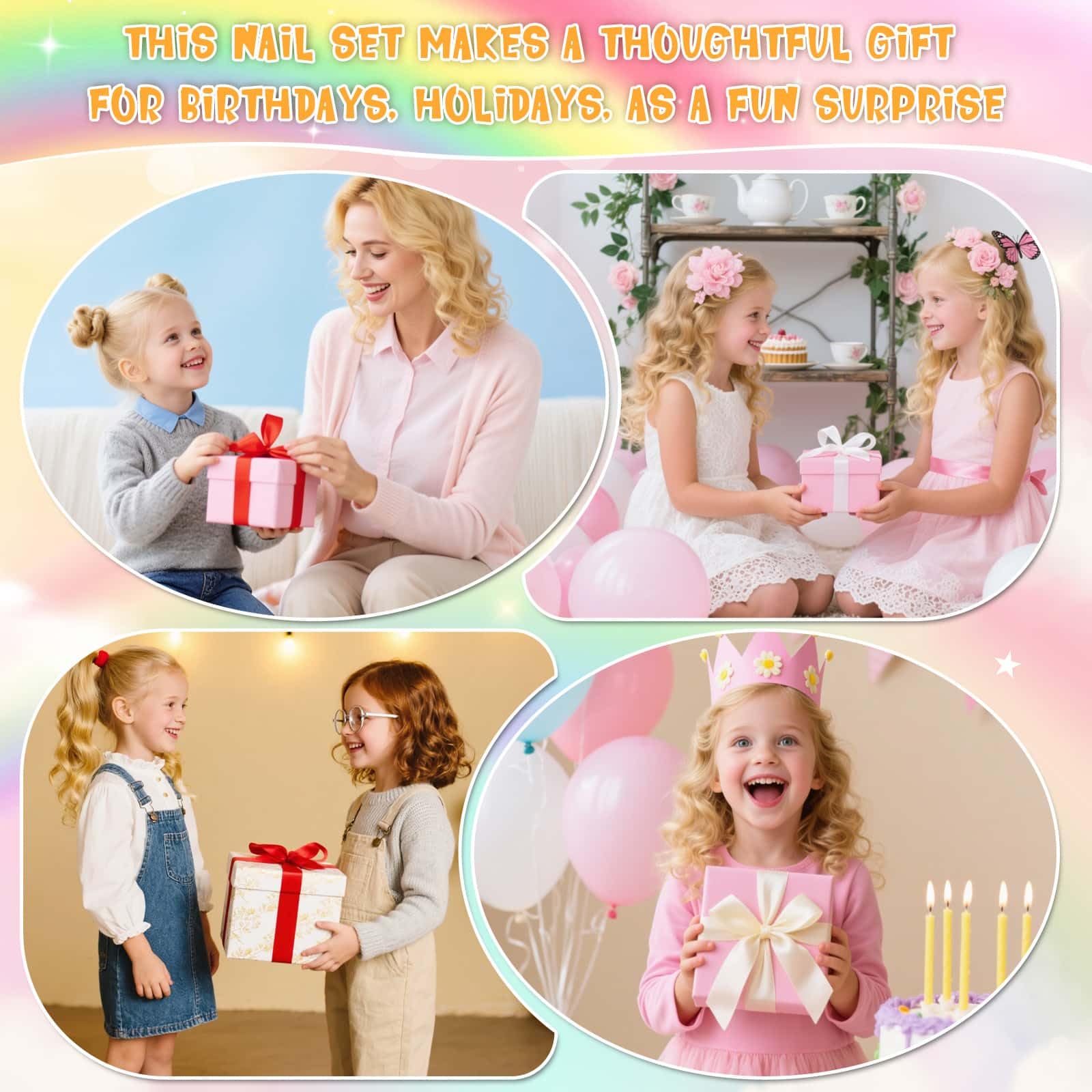 Uñas Thrilez para niñas: diseños dulces que inspiran imaginación y juego.