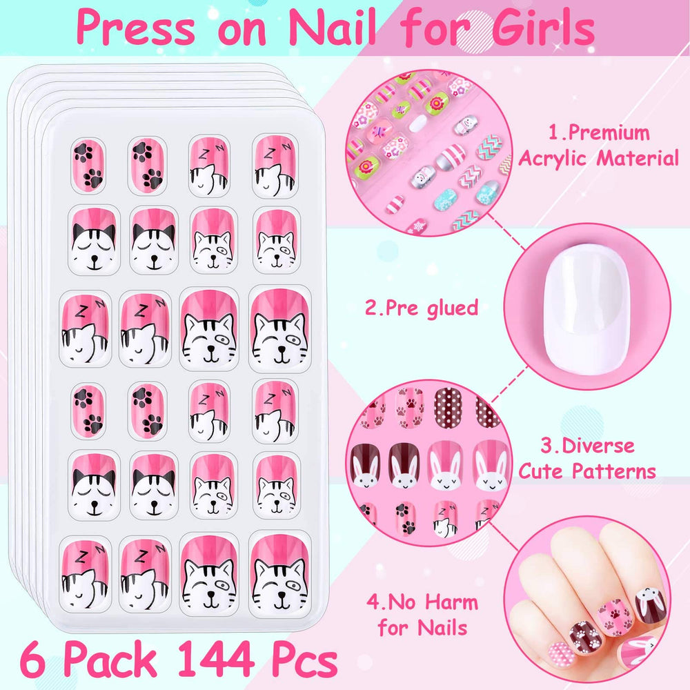 Thrilez Uñas Postizas para Niñas, aplicación fácil, ideal para manos pequeñas