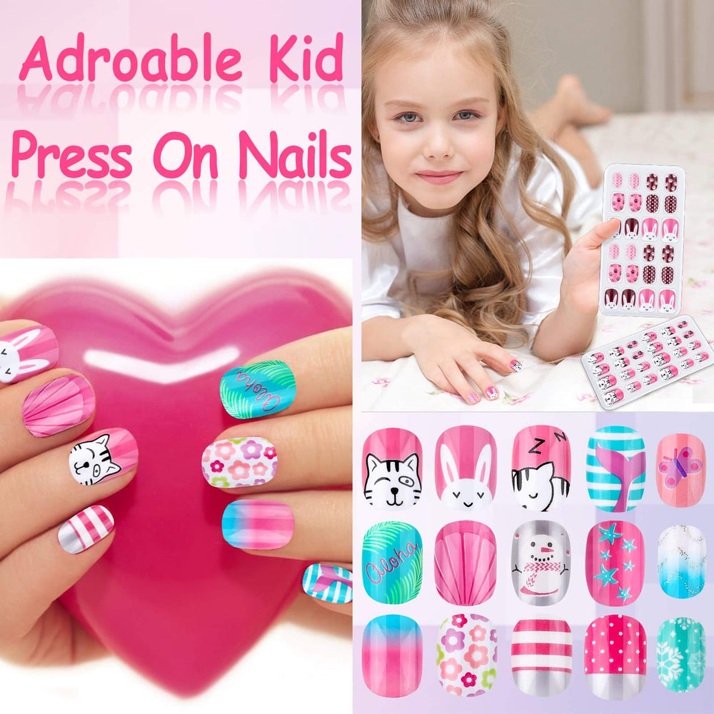 Thrilez Uñas Postizas para Niñas, diseños animales, ideal para niñas creativas