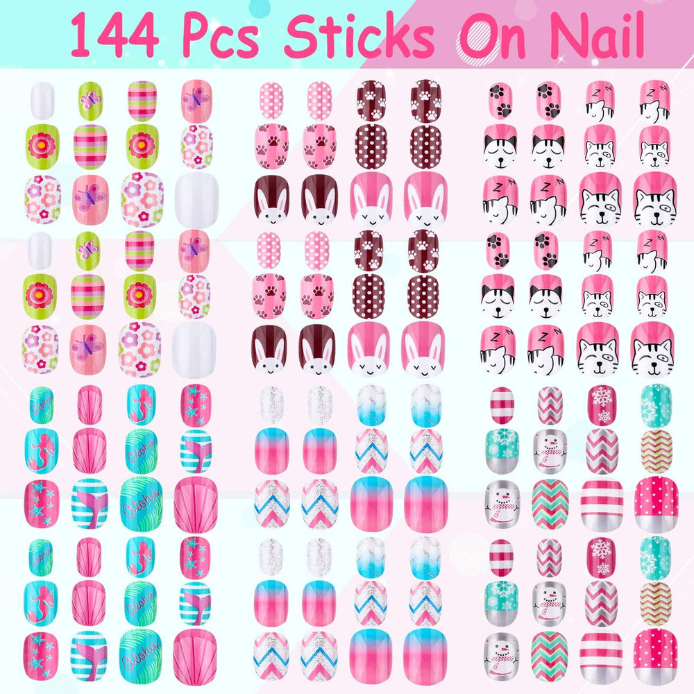 Thrilez Uñas Postizas para Niñas, prepegadas, aplicación rápida para looks diarios